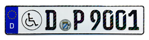 Disabled / Handicap German License Plate with Hologram Lettering