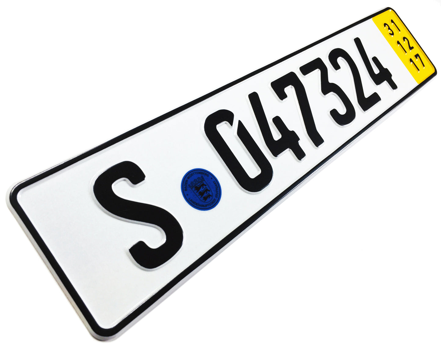 Stuttgart Temporary German License Plate for Mercedes, Porsche
