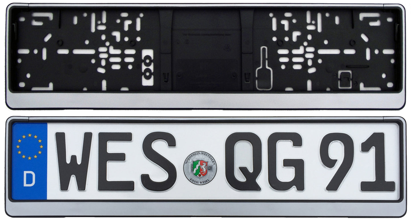 German License Plate Frame - Evo2 - Silver