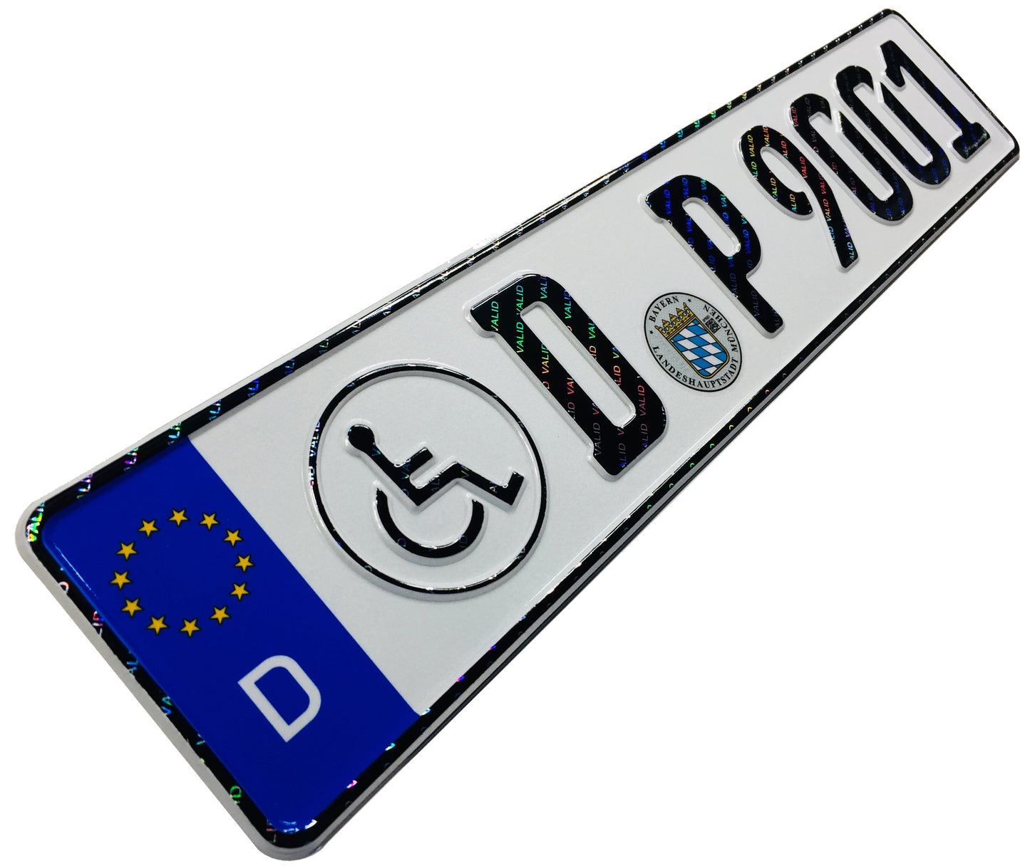 Disabled / Handicap German License Plate with Hologram Lettering