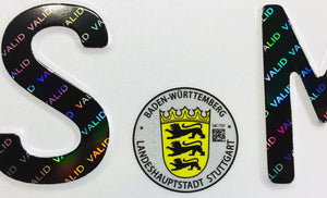 Mercedes Stuttgart German License Plate with Hologram Lettering