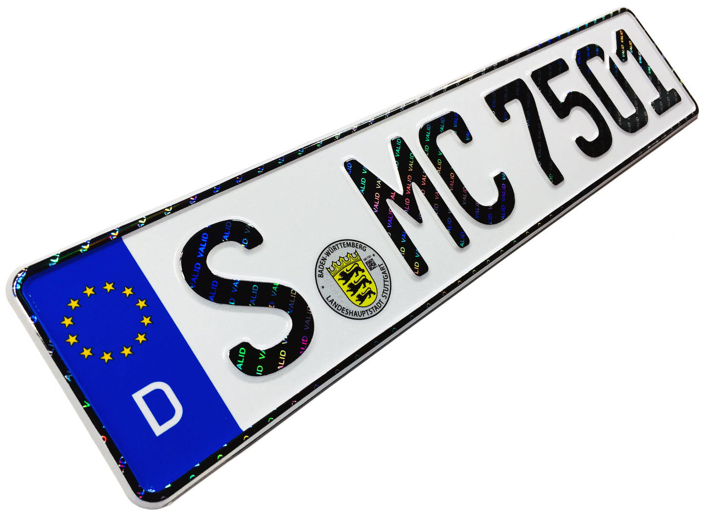 Mercedes Stuttgart German License Plate with Hologram Lettering