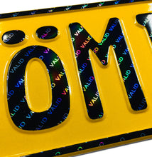 Custom Yellow German License Plate with Hologram Lettering