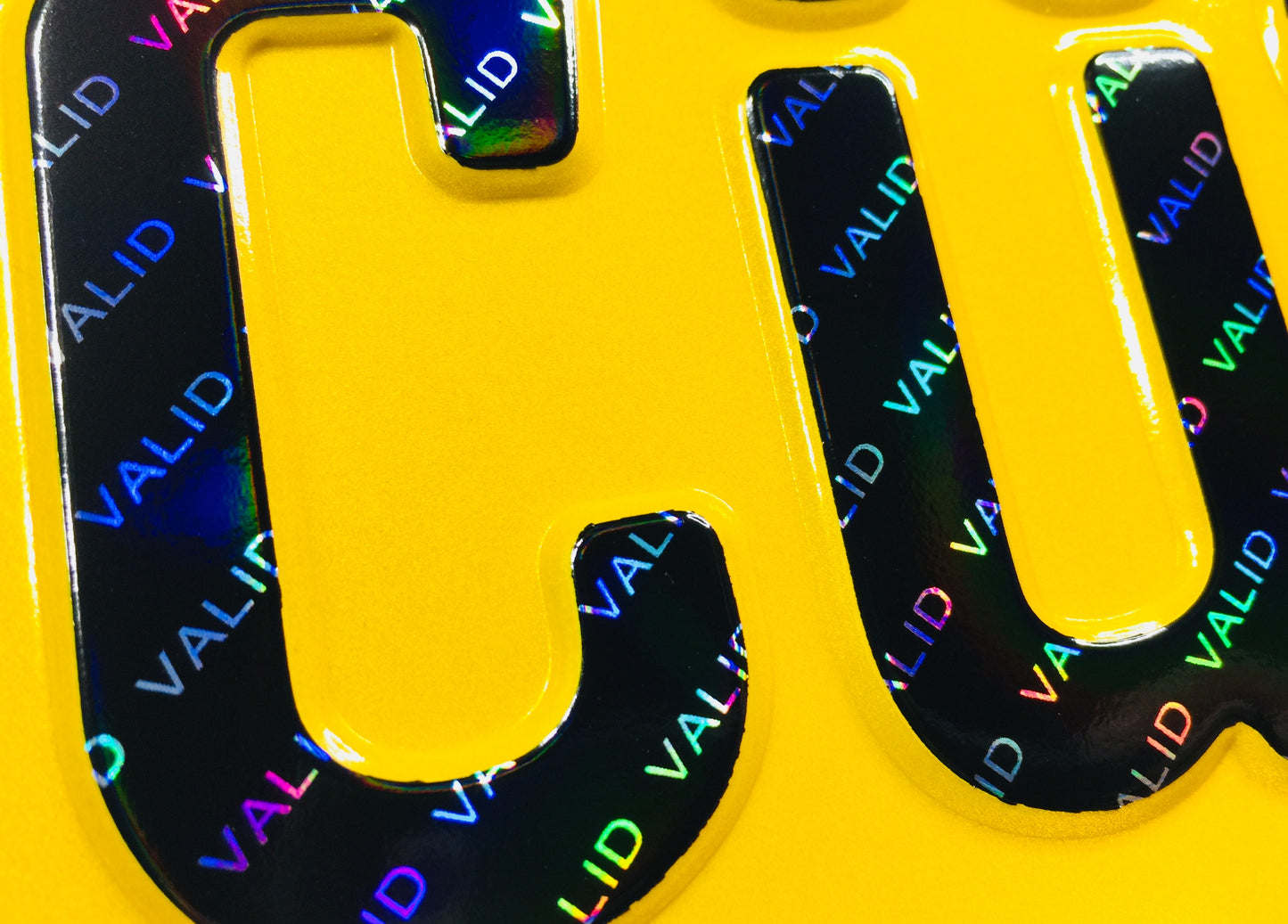 Custom Yellow German License Plate with Hologram Lettering