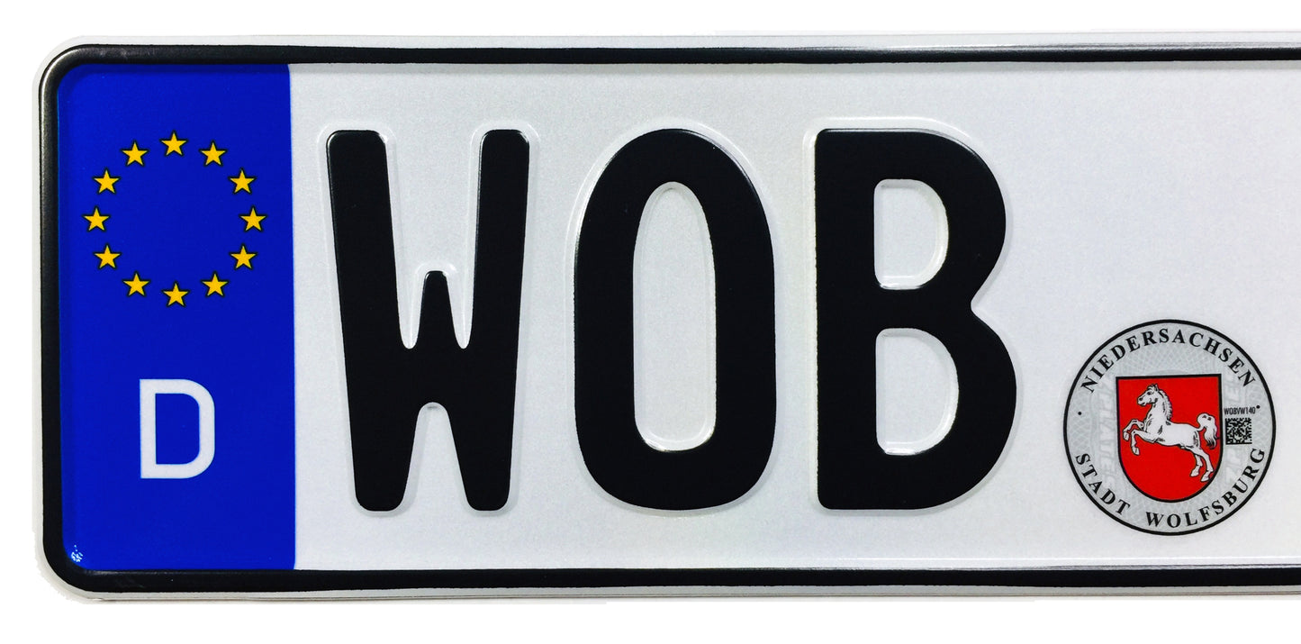 VW Wolfsburg German License Plate