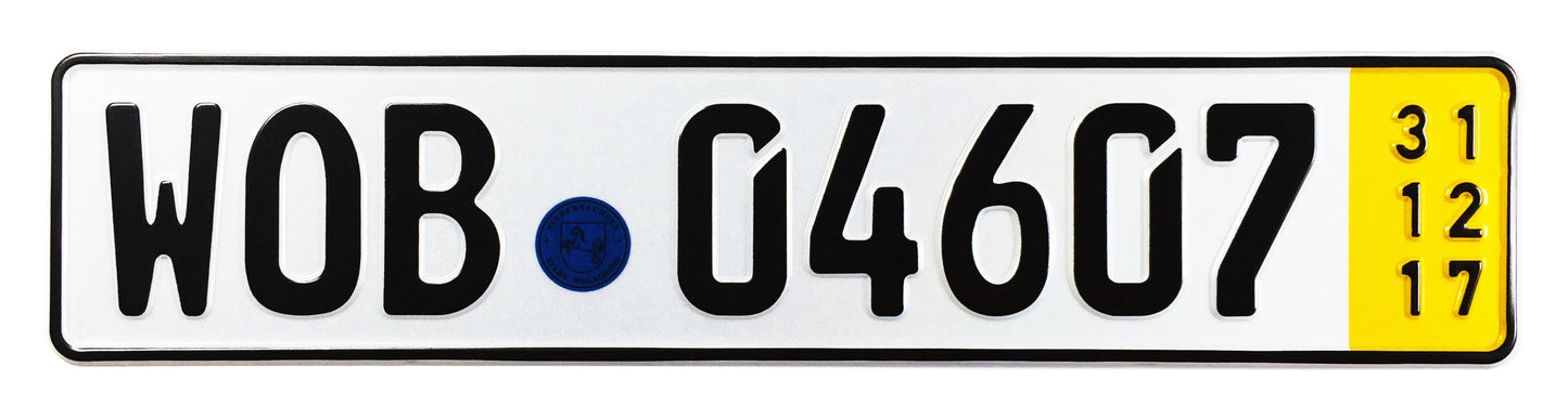 Wolfsburg Temporary German License Plate for VW