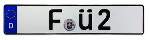 European German License Plate - F Ü 2