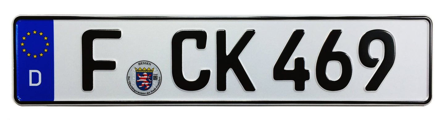 European German License Plate - Frankfurt