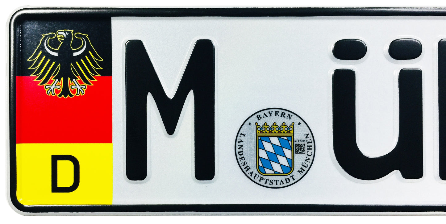 German Coat of Arms Eagle + Flag Plate