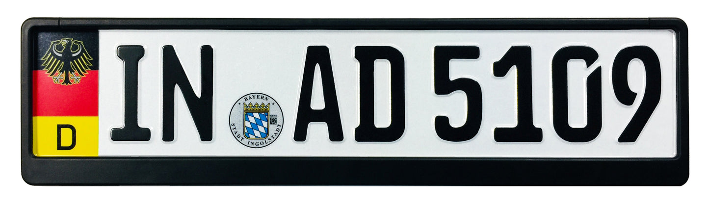 German Coat of Arms Eagle + Flag Plate